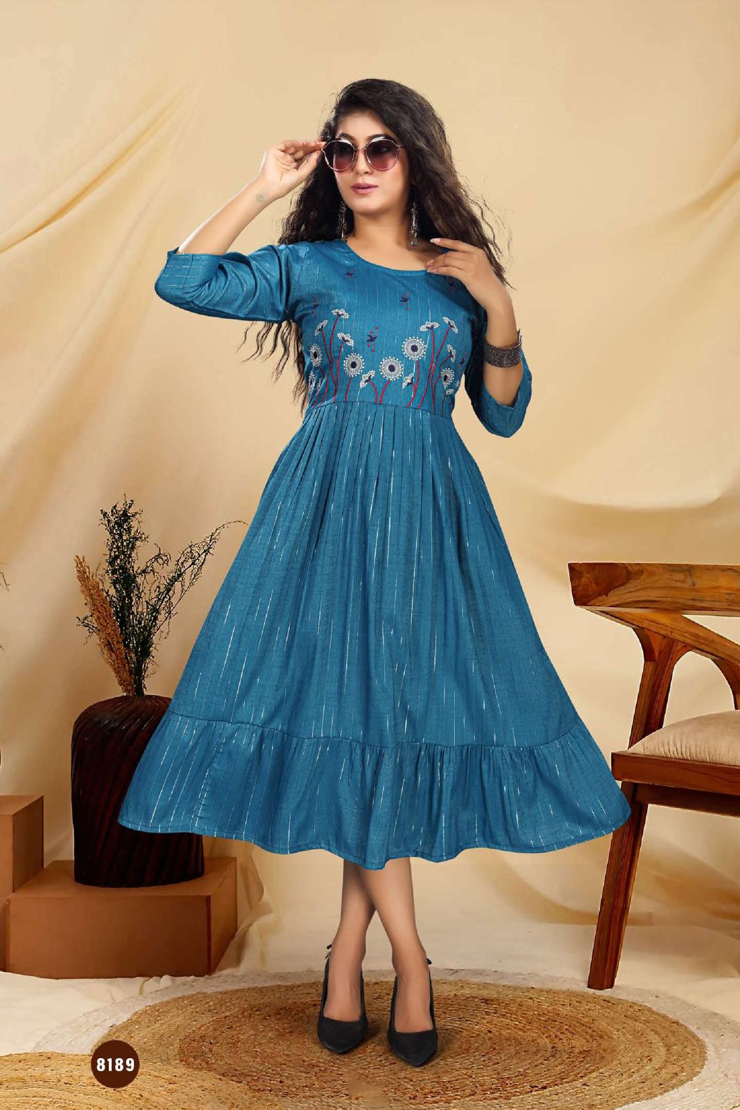 New Riyaa Fiza 1 Fancy Casual Wear Rayon Embroidery Kurti Collection